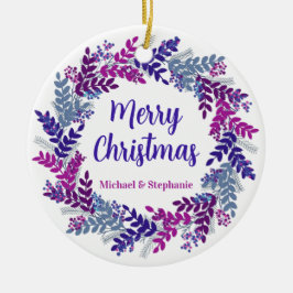 Adorno De Cerámica Elegantes Navidades púrpura Wreath