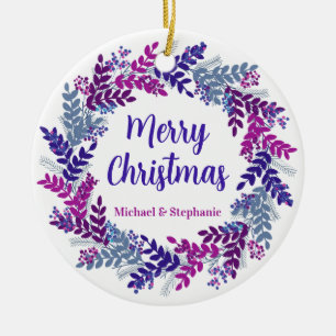 Adorno De Cerámica Elegantes Navidades púrpura Wreath