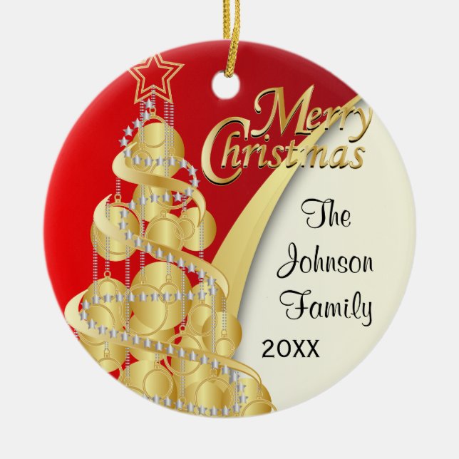 Adorno De Cerámica Elegantes Navidades rojos, dorados y blancos | Fot (Frente)