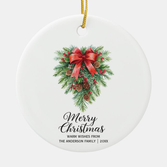 Adorno De Cerámica Elegantes Navidades Wreath Holiday (Frente)