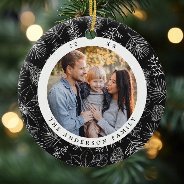 Adorno De Cerámica Elegantes Poinsettias y Pinecones Foto de carbón v (Subido por el creador)