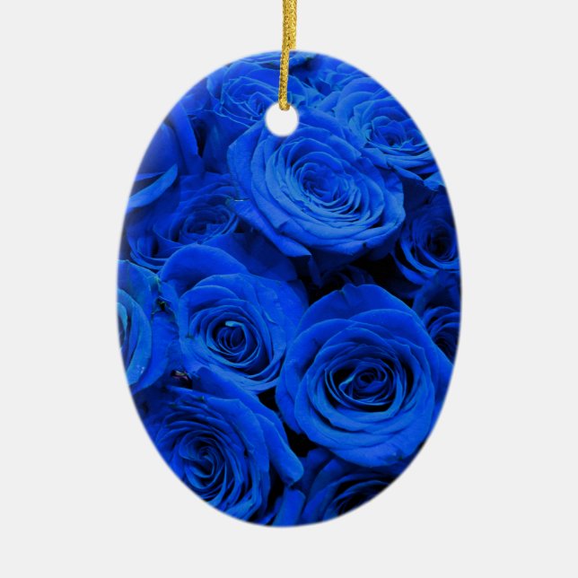 Adorno De Cerámica Elegantes rosas azules flores azules florales azul (Frente)
