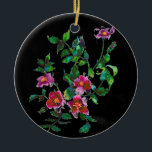 Adorno De Cerámica Elegantes rosas de floraciones de color magenta ro<br><div class="desc">Una original pintura romántica rosa oscuro rosa salvaje acuarela - un toque de elegancia floral de verano-</div>