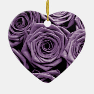 Adorno De Cerámica Elegantes Rosas púrpura San Valentín
