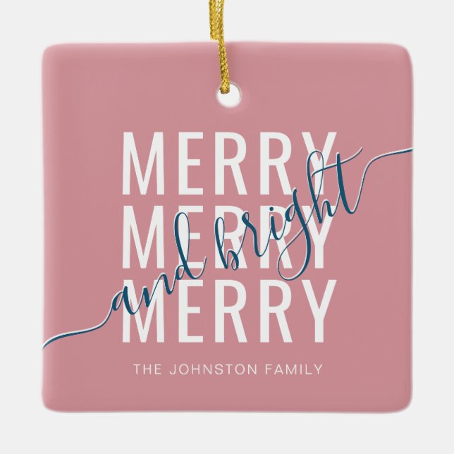 Adorno De Cerámica Elegantes vacaciones alegres y Navidades brillante (Anverso)