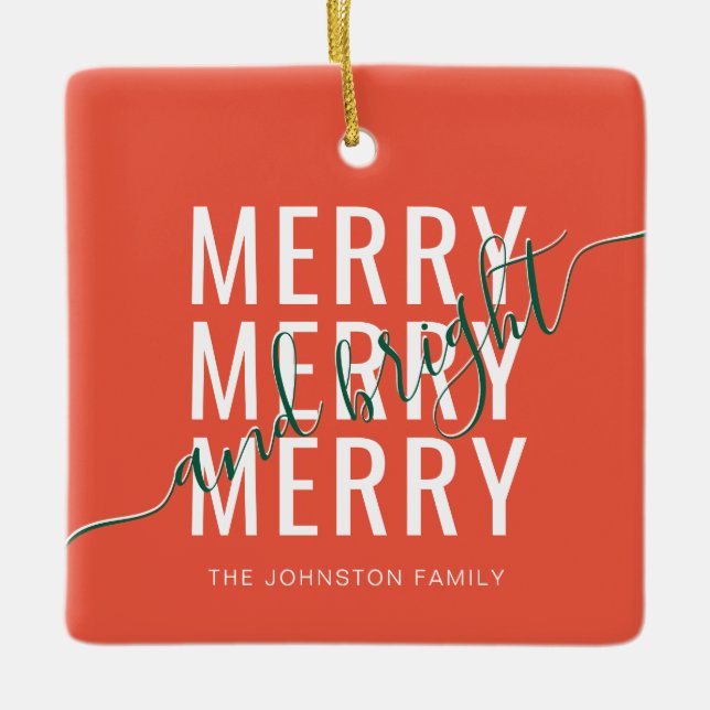 Adorno De Cerámica Elegantes vacaciones alegres y Navidades brillante (Anverso)