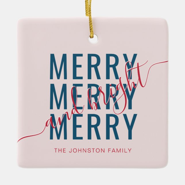 Adorno De Cerámica Elegantes vacaciones alegres y Navidades brillante (Anverso)