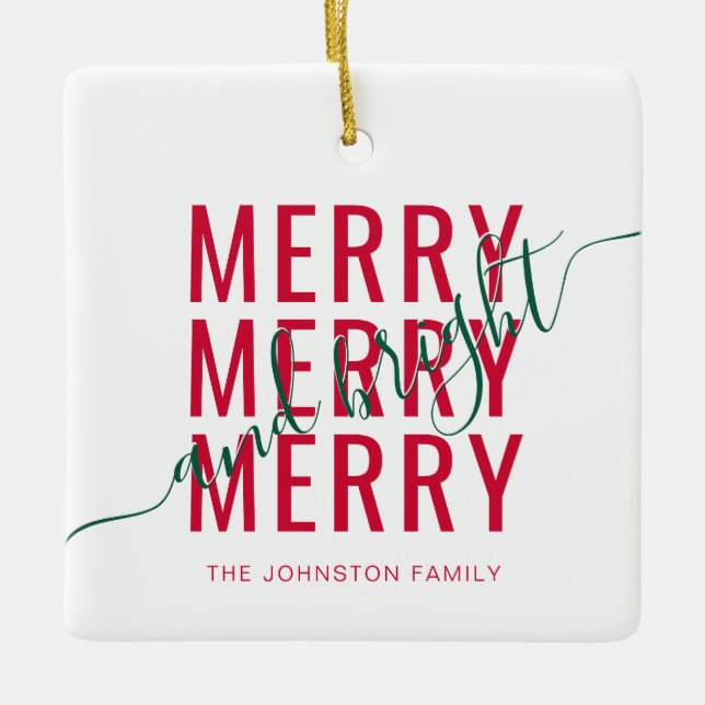 Adorno De Cerámica Elegantes vacaciones alegres y Navidades brillante (Anverso)