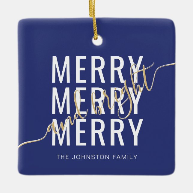 Adorno De Cerámica Elegantes vacaciones alegres y Navidades brillante (Anverso)