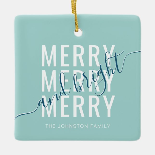 Adorno De Cerámica Elegantes vacaciones alegres y Navidades brillante (Anverso)