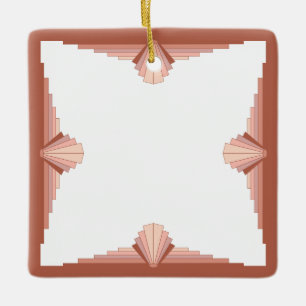 Adorno De Cerámica Elementos Art Decó en una paleta de oro rosa