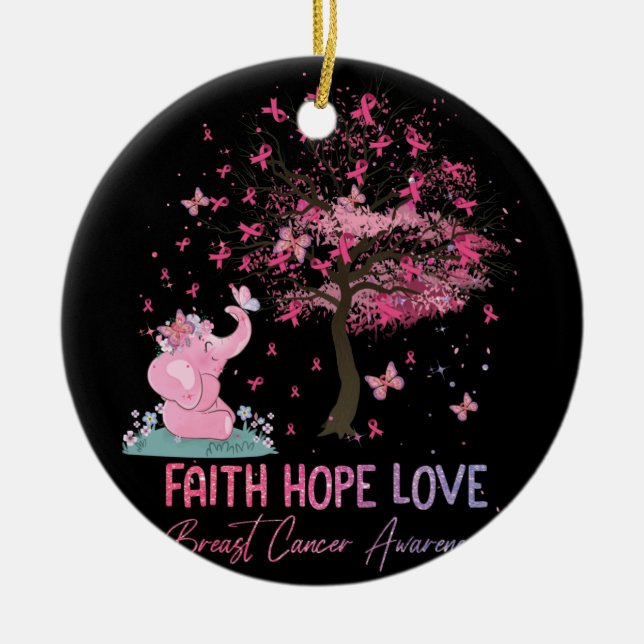 Adorno De Cerámica Elephant Faith Esperanza Amor Conciencia sobre el  (Frente)