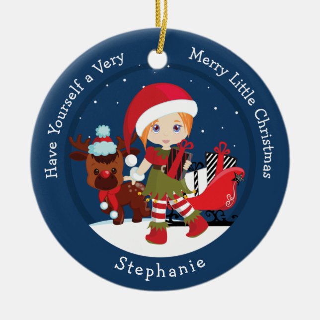 Adorno De Cerámica Elf, Chica de pelo rojo (Frente)