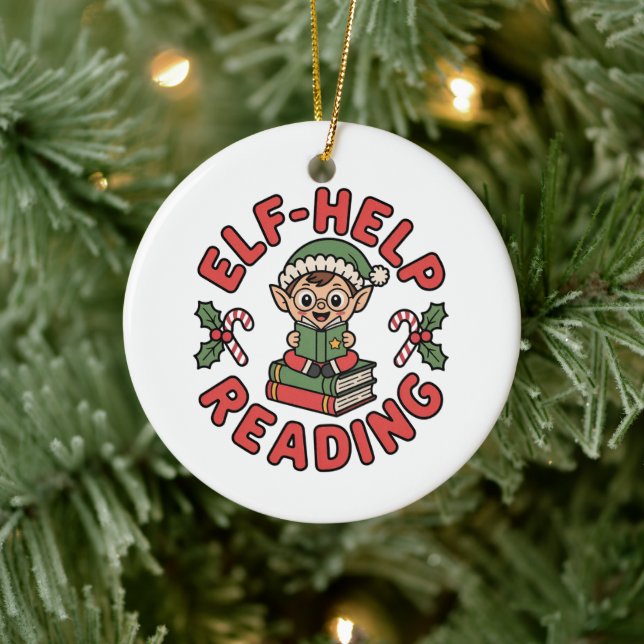 Adorno De Cerámica Elf-Help Reading Holiday Tree (Árbol)