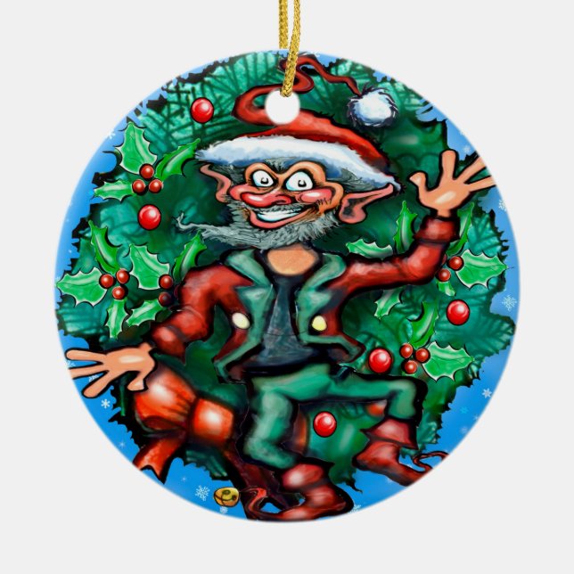Adorno De Cerámica Elf navidades (Frente)
