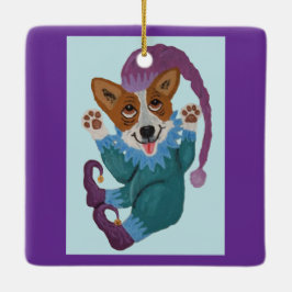 Adorno De Cerámica Elfo Corgi