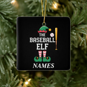 Adorno De Cerámica Elfo de béisbol con nombre personalizado para fami
