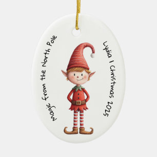 Adorno De Cerámica Elfo Encantado   Magia de Navidad del Polo Norte