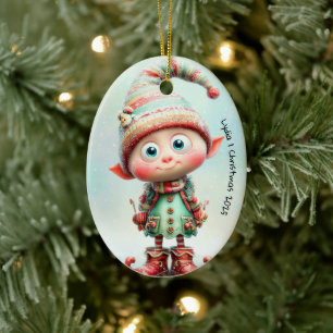 Adorno De Cerámica Elfo Encantado Magia de Navidad del Polo Norte