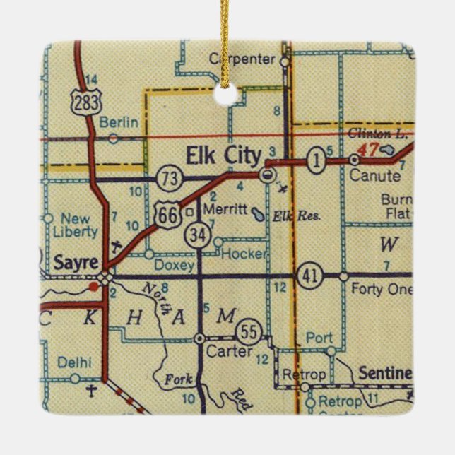 Adorno De Cerámica Elk City Oklahoma Retro (Reverso)