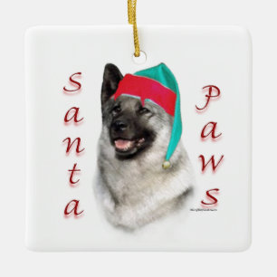 Adorno De Cerámica Elkhound Santa Paws de Noruega