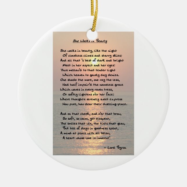 Adorno De Cerámica "Ella Camina En Belleza" Byron Ornament (Frente)