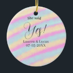 Adorno De Cerámica Ella dijo que sí fiesta de compromiso rosa azul am<br><div class="desc">Diseño</div>