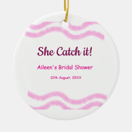 Adorno De Cerámica Ella lo atrapó en una espiral rosa líneas de acuar