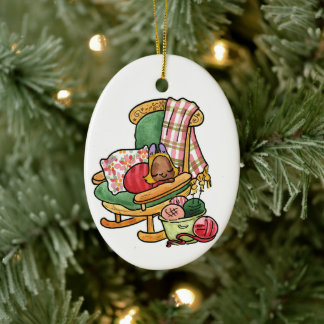 Adorno De Cerámica Elvis en la mecedora