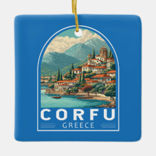 Adorno De Cerámica Emblema de arte de viaje a Corfú Grecia