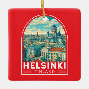 Adorno De Cerámica Emblema de arte de viaje de Helsinki Finlandia
