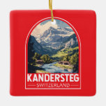 Adorno De Cerámica Emblema de arte de viajes de Kandersteg Suiza<br><div class="desc">Diseño de viaje vectorial retro Kandersteg. El Kandersteg es un complejo turístico de gran altura situado en la región suiza de Oberland,  en Bernese. Senderos,  como el desafiante Allmenalp,  y un teleférico al este al lago Oeschinen.</div>