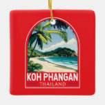 Adorno De Cerámica Emblema de arte de viajes de Koh Phangan Tailandia<br><div class="desc">Diseño de viaje vector retro de Koh Phangan. Ko Pha-ngan es una isla en el Golfo de Tailandia en la provincia Surat Thani del sur de Tailandia.</div>
