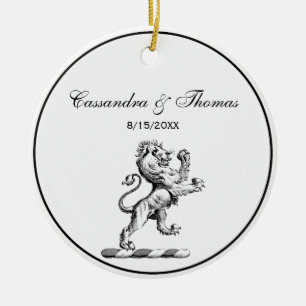 Adorno De Cerámica Emblema de cimera con león heráldico de pie