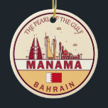 Adorno De Cerámica Emblema de la línea aérea de Manama Bahréin<br><div class="desc">El diseño de arte minimalista y colorido de Manama presenta monumentos y monumentos de la ciudad de Bahréin.</div>