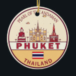 Adorno De Cerámica Emblema de la línea aérea de Phuket Thailand City<br><div class="desc">Diseño de arte minimalista y colorido de Phuket con monumentos y monumentos de la ciudad de Tailandia.</div>