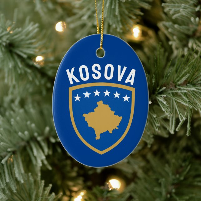 Adorno De Cerámica Emblema de la República de Kosovo (Árbol)