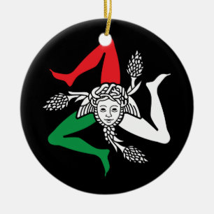 Adorno De Cerámica Emblema de la Trinacria siciliana Medusa Tema ital