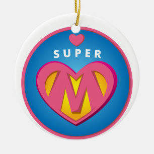Adorno De Cerámica Emblema divertido de la mamá del Superwoman del