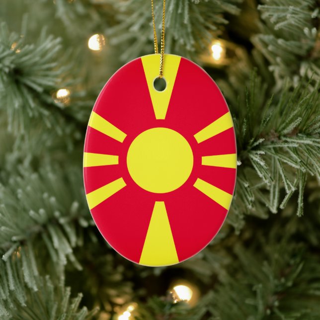 Adorno De Cerámica Emblema nacional de Macedonia del Norte (Árbol)