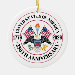Adorno De Cerámica Emblema Patriótico del Águila del 250 Aniversario 