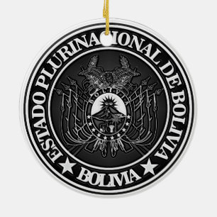 Adorno De Cerámica Emblema redondo de Bolivia