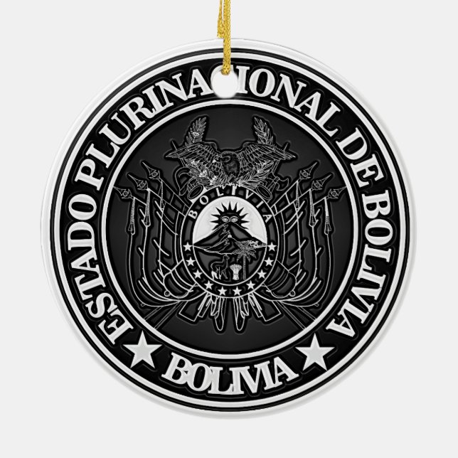 Adorno De Cerámica Emblema redondo de Bolivia (Atrás)