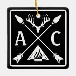 Adorno De Cerámica Emblema Rústico de Iniciales al Aire Libre