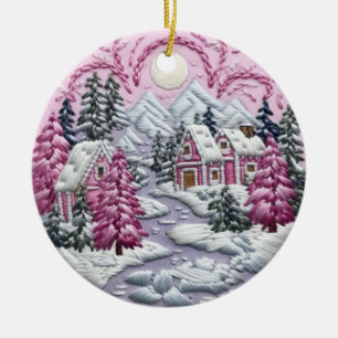 Adorno De Cerámica Embroidery de Winter Wonderland