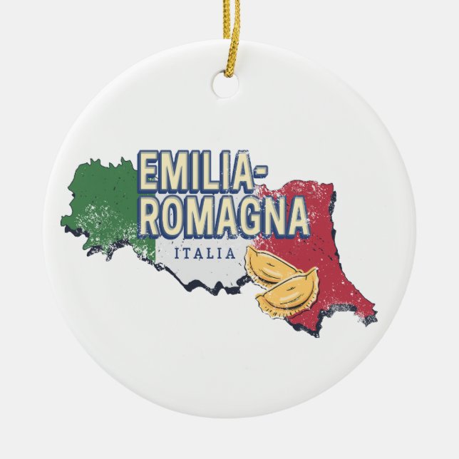 Adorno De Cerámica Emilia Romagna Bandera Italia Región Retro Mapa de (Frente)