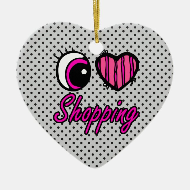 Adorno De Cerámica Emo Eye Oye Heart I Love Shopping (Frente)