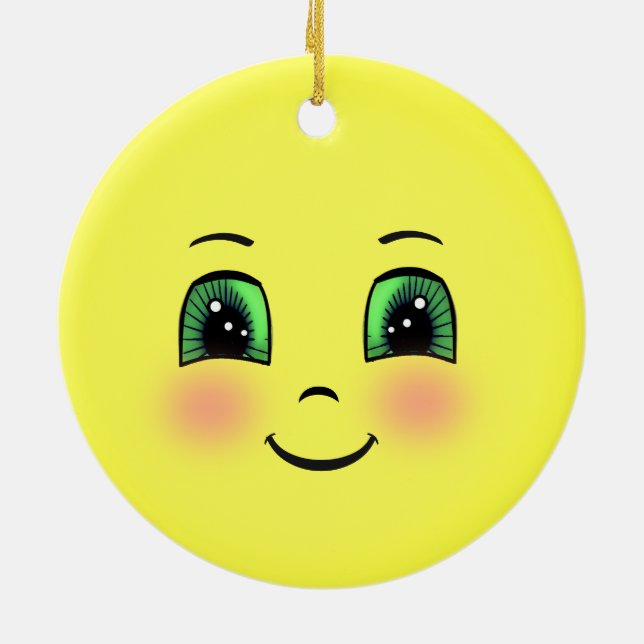 Adorno De Cerámica Emoji Cute Sun Happy Face (Atrás)