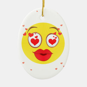 Adorno De Cerámica Emoji de beso de San Valentín