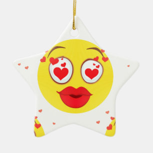 Adorno De Cerámica Emoji de beso de San Valentín
